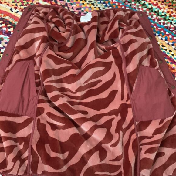 Anthropologie Margot Terra Cotta & Zebra Print Reversible Fleece Duster Coat - Picture 6 of 8